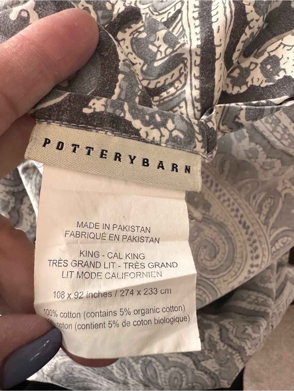 Pottery Barn Beale King Duvet & Pillow Shams Blue Gray Paisley Standard 20 X 26 - Picture 2 of 10